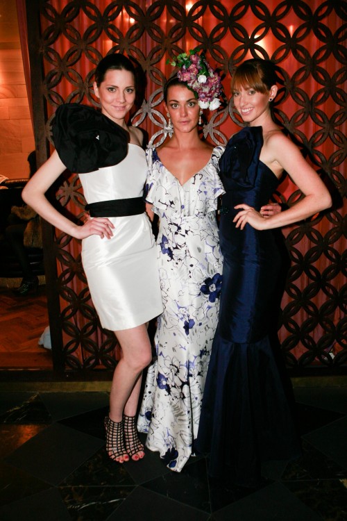 Three models wearing Jacqueline Buck designs