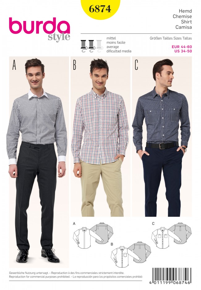 A Burda men's shirt pattern, possibly an athletic fit?