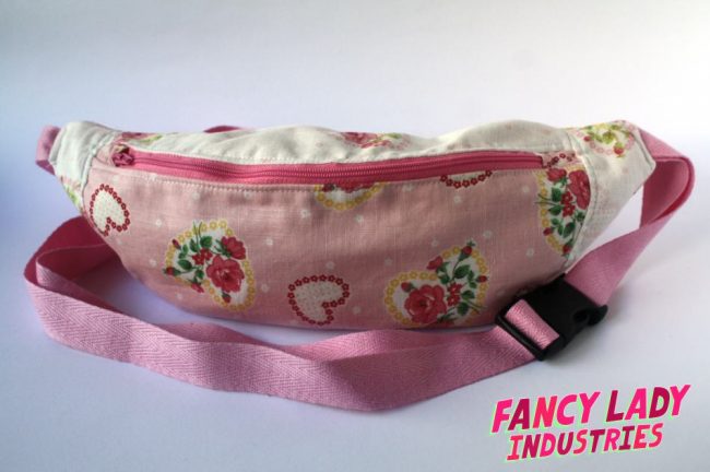 This bumbag uses an adorable pink and cream floral/ hearts Lecian print in two colourways.